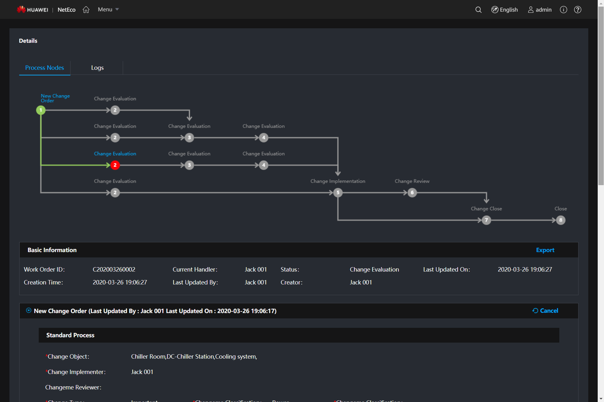 Change management-task details