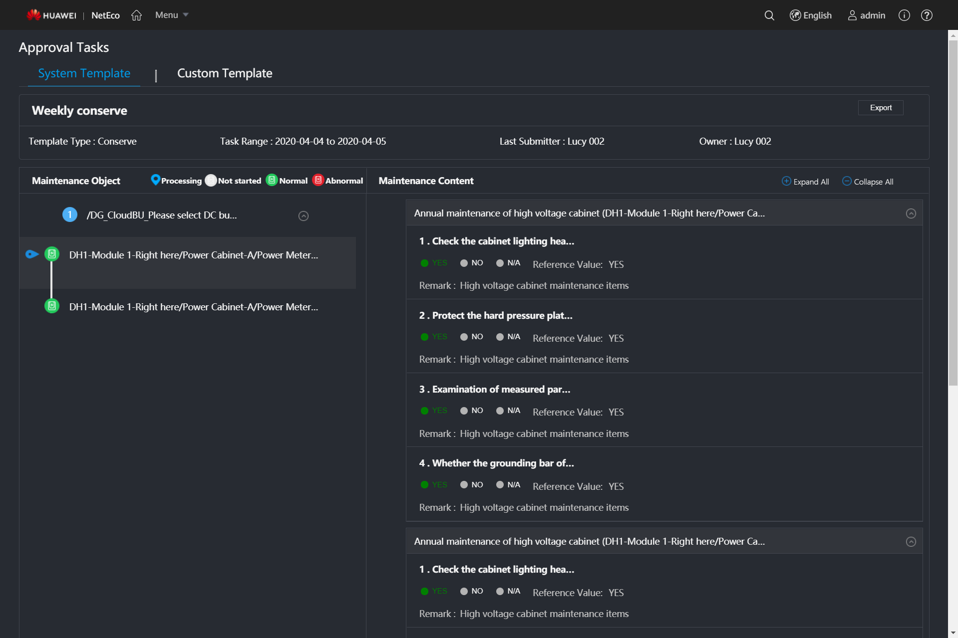 Conserve- task details