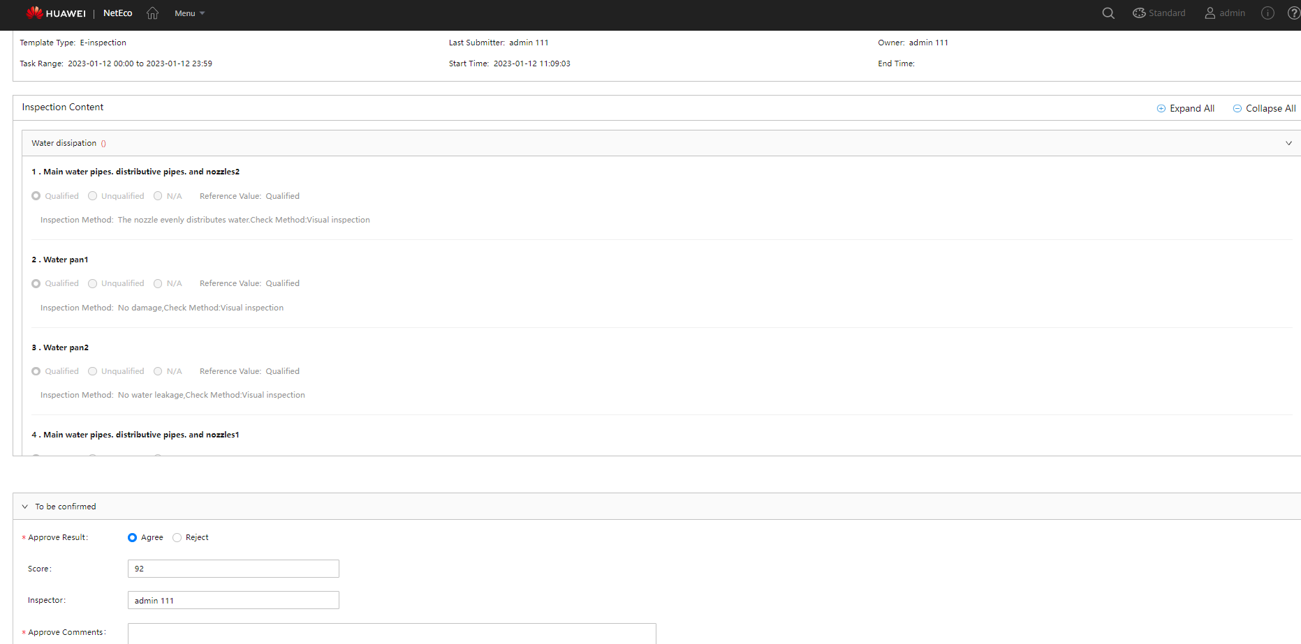 E-inspection-task details