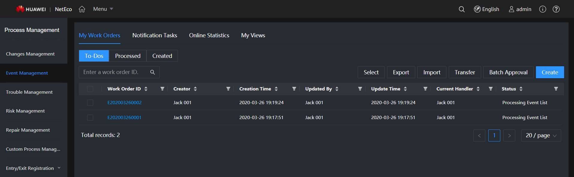 Event management- to-dos