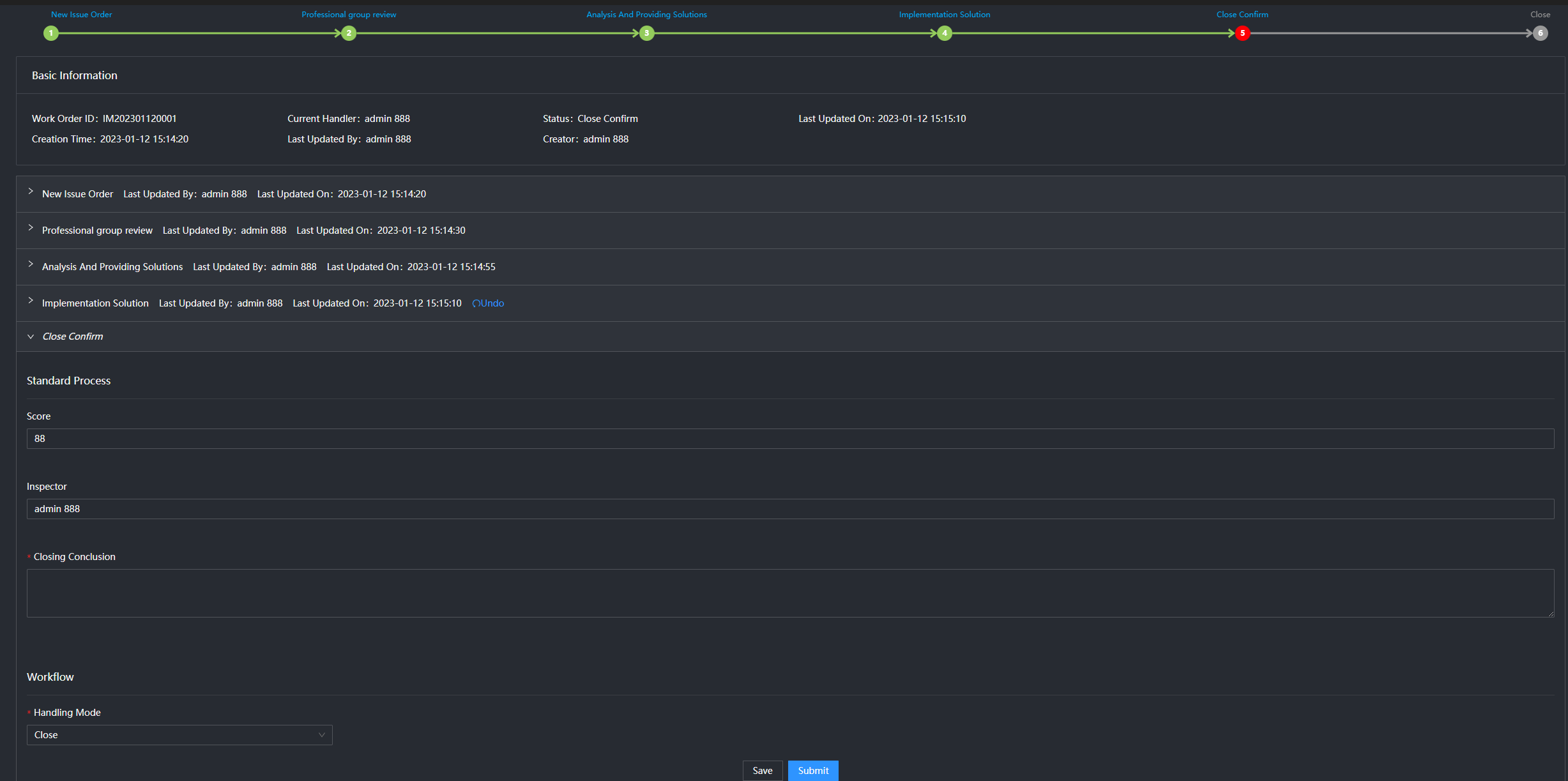 Trouble management- task details